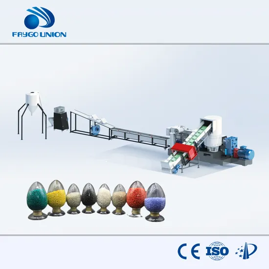 Faygo High Output Plastic Recycling Pelletizing Machine for Waste Pet HDPE Bottle Flake Drum Pellet Rubber Lump PVC Pipe PP PE Film Recycle Granulator Price 