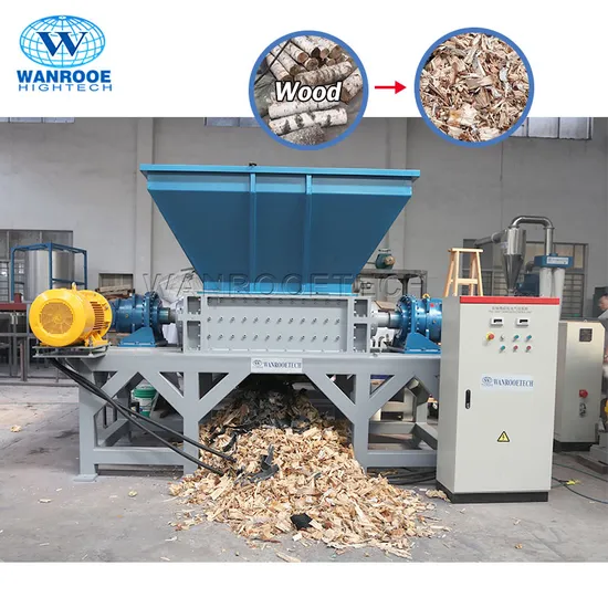 Double Shaft Waste Cardboard Paper Tire Rubber Metal Scrap Wood Lump Barrels Drums Pipe and Plastic Shredder for Recycling Machine 